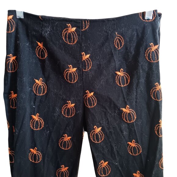 Vintage Donny Brook 8 28x29 Black Pants With Orange Halloween Pumpkin Embroidery - Picture 2 of 4